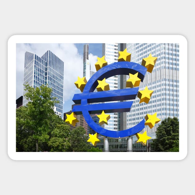 Euro symbol in front of the ECB building, Frankfurt Sticker by Kruegerfoto